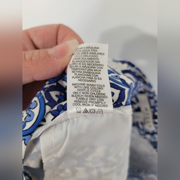 Milly for Designnation Blue Floral Geometric Paisley Design Cropped Pant Size 8 - Picture 8 of 11